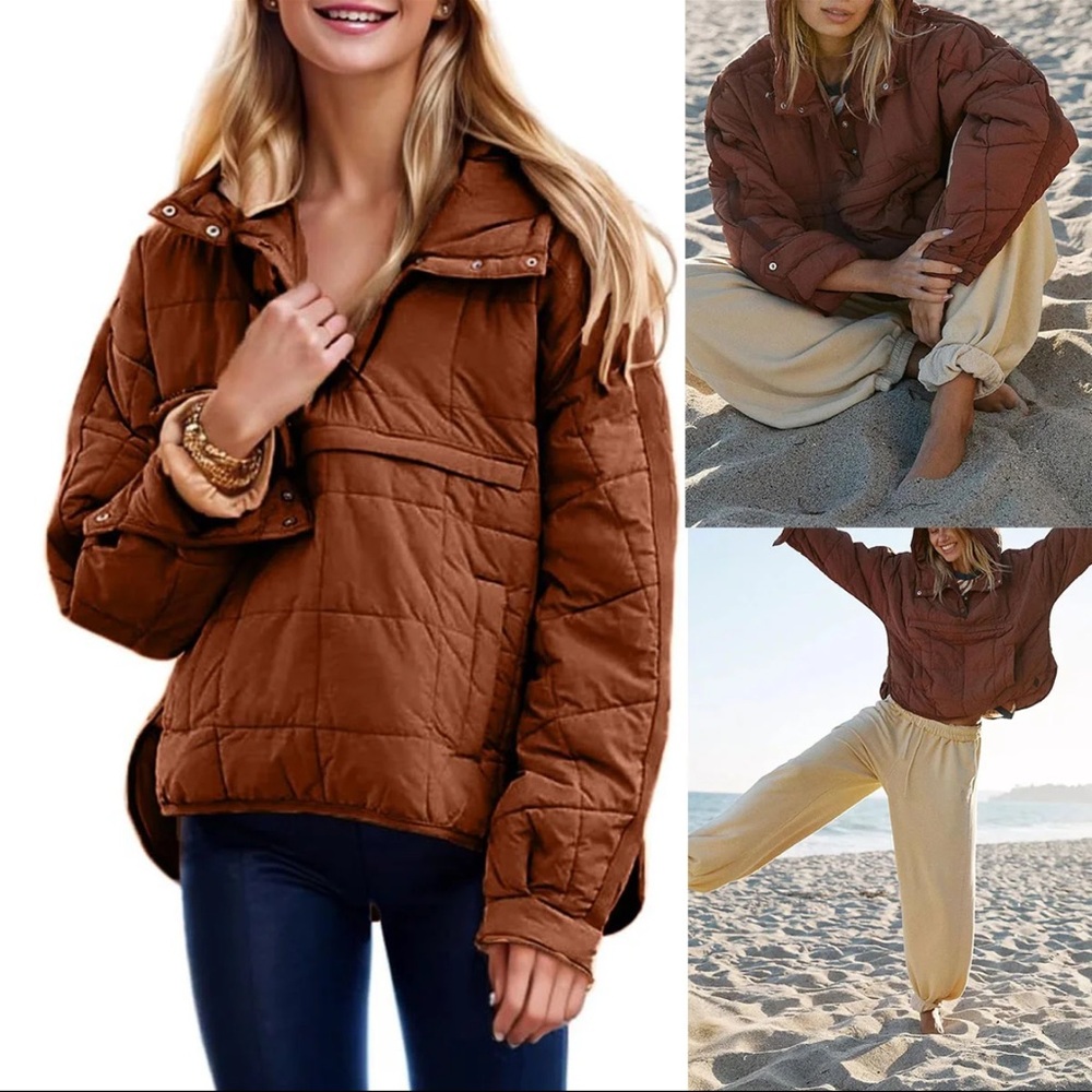 Women's Quilted Rust Puffer Jacket